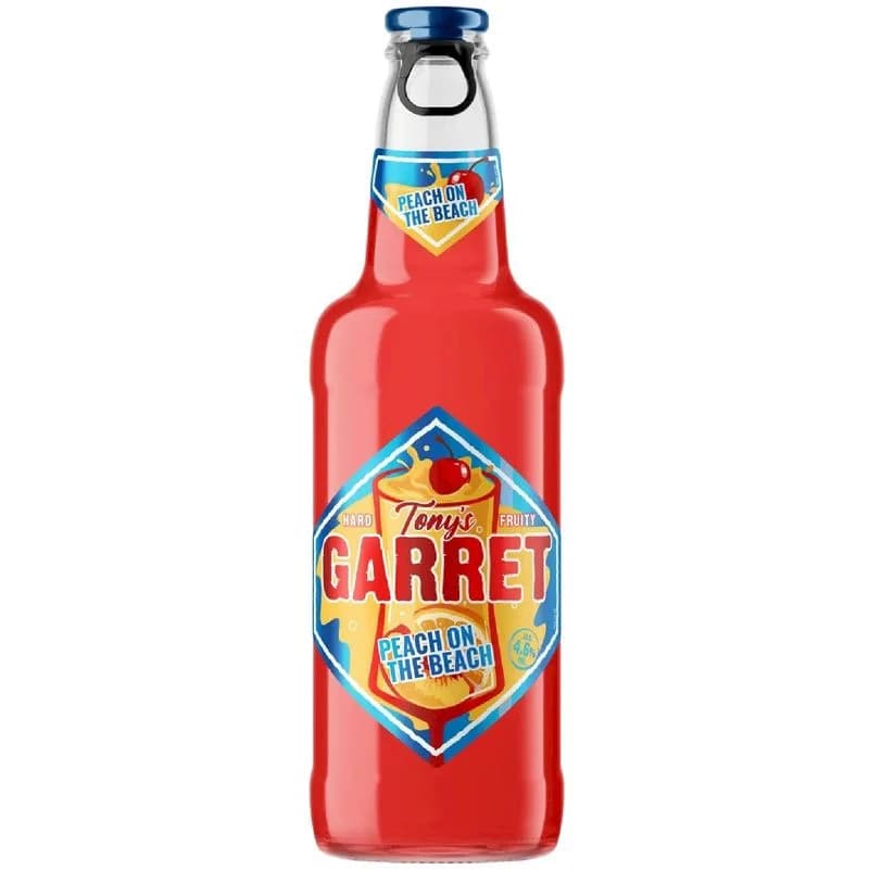 Пивной напиток Tony's Garret Hard Peach on the Beach пастеризованный 4.6%, 400мл